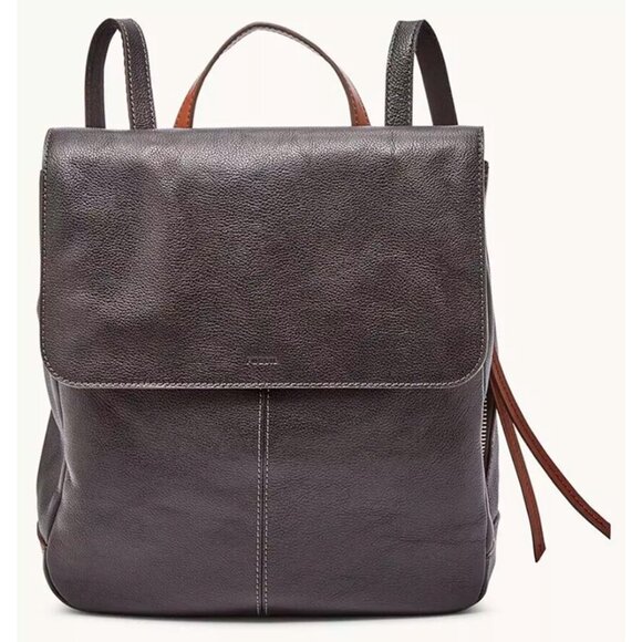 S Fossil Claire Black Leather Backpack SHB1932001 Purse NWT $195 Retail